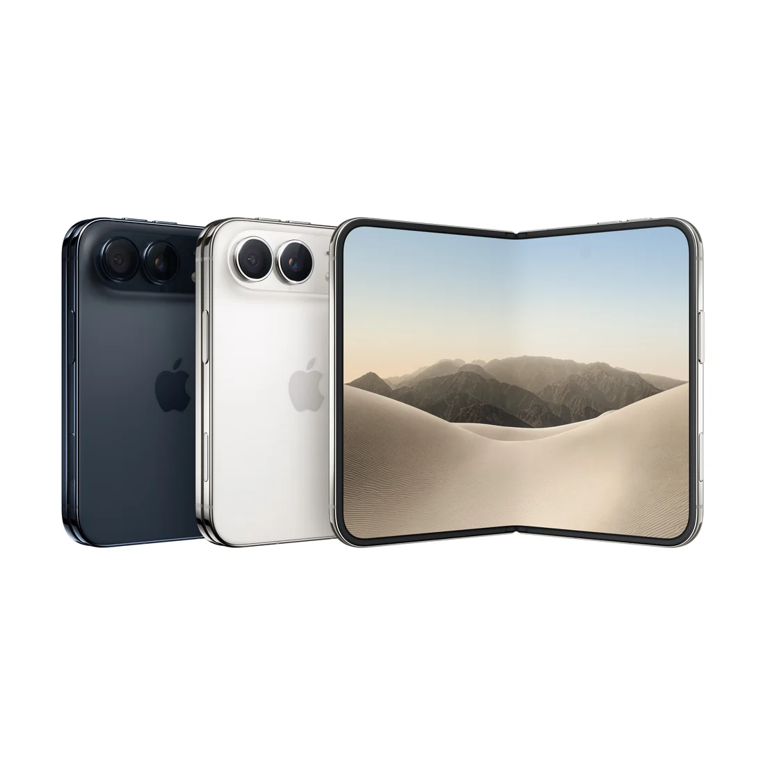 iPhone Duo, the first foldable iPhone. When open, it’s the thinnest iPhone with the largest display